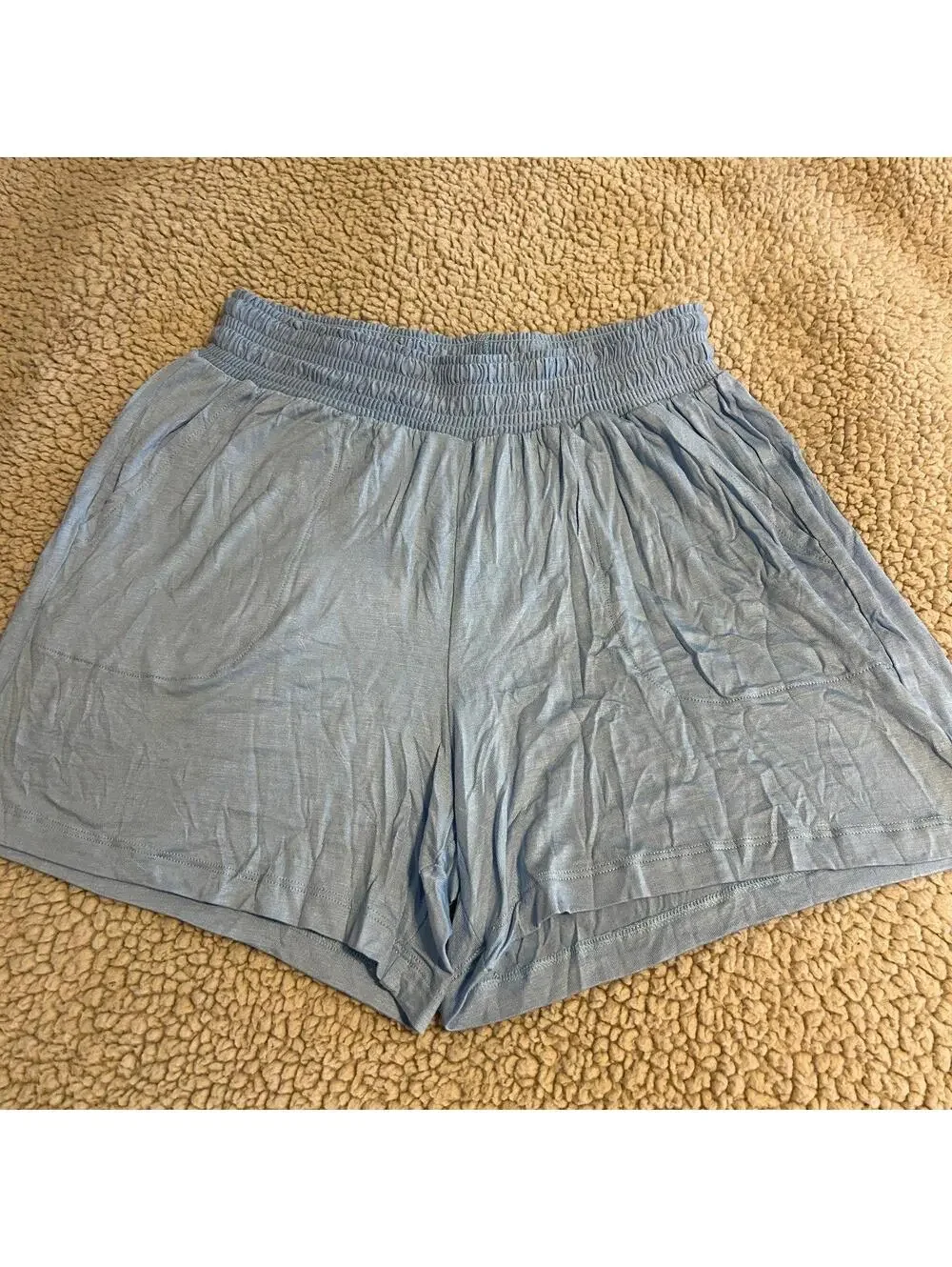 Women's Light Blue Lounge Sleep Shorts Elastic Waist Soft Lightweight Sz XL